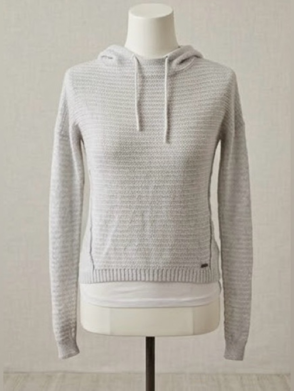Abercrombie & Fitch Light Gray Hooded Knit Pullover